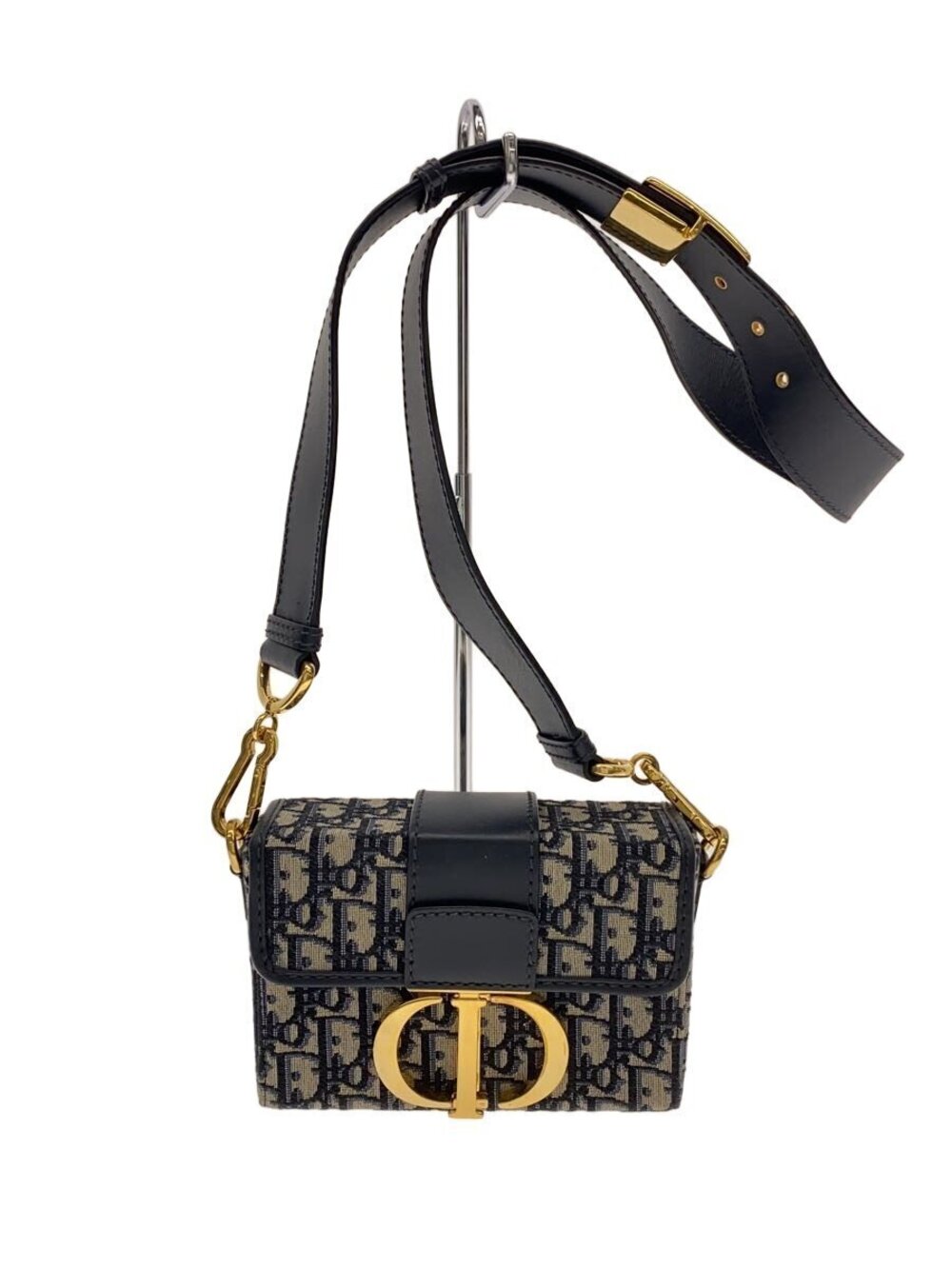 Christian Dior Montaigne Shoulder Bag Canvas Navy Blue All over